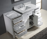 Virtu USA Caroline Parkway 57" Single Bath Vanity with Italian White Marble Top and Square Sink with Polished Chrome Faucet with Matching Mirror