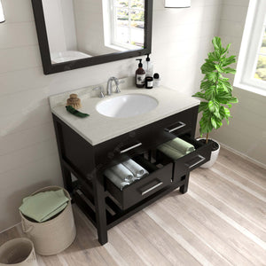 Virtu USA Caroline Estate 36" Single Bath Vanity with Dazzle White Quartz Top and Round Sink with Polished Chrome Faucet with Matching Mirrors