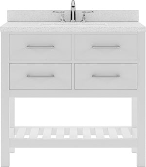 Virtu USA Caroline Estate 36" Single Bath Vanity with Dazzle White Top and Round Sink with Mirror - Luxe Bathroom Vanities Luxury Bathroom Fixtures Bathroom Furniture