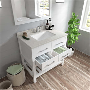 Virtu USA Caroline Estate 36" Single Bath Vanity with Dazzle White Quartz Top and Square Sink with Brushed Nickel Faucet with Matching Mirrors