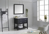 Virtu USA Caroline Estate 36" Single Bath Vanity with White Marble Top and Round Sink with Matching Mirrors