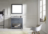 Virtu USA Caroline Estate 36" Single Bath Vanity with White Marble Top and Round Sink with Matching Mirrors