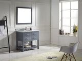 Virtu USA Caroline Estate 36" Single Bath Vanity with White Marble Top and Round Sink with Matching Mirrors