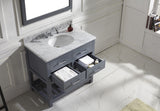 Virtu USA Caroline Estate 36" Single Bath Vanity with White Marble Top and Round Sink with Matching Mirrors