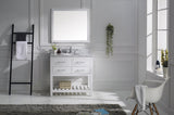 Virtu USA Caroline Estate 36" Single Bath Vanity with White Marble Top and Round Sink with Brushed Nickel Faucet with Matching Mirrors