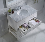 Virtu USA Caroline Estate 36" Single Bath Vanity with White Marble Top and Round Sink with Matching Mirrors