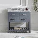 Virtu USA Caroline Estate 36" Single Bath Vanity with White Marble Top and Square Sink