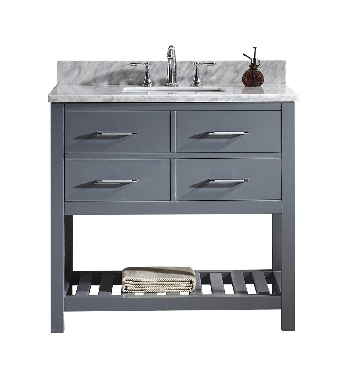 Virtu USA Caroline Estate 36" Single Bath Vanity with Marble Top and Square Sink - Luxe Bathroom Vanities