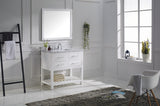 Virtu USA Caroline Estate 36" Single Bath Vanity with White Marble Top and Square Sink with Brushed Nickel Faucet with Matching Mirrors