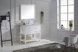 Virtu USA Caroline Estate 36" Single Bath Vanity with White Marble Top and Square Sink with Polished Chrome Faucet with Matching Mirrors