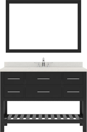 Virtu USA Caroline Estate 48" Single Bath Vanity with Dazzle White Top and Round Sink with Mirror - Luxe Bathroom Vanities