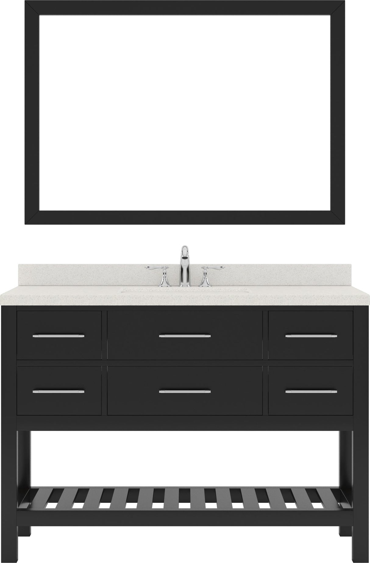 Virtu USA Caroline Estate 48" Single Bath Vanity with White Quartz Top and Round Sink with Brushed Nickel Faucet with Matching Mirrors - Luxe Bathroom Vanities