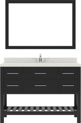 Virtu USA Caroline Estate 48" Single Bath Vanity with White Quartz Top and Round Sink with Brushed Nickel Faucet with Matching Mirrors - Luxe Bathroom Vanities