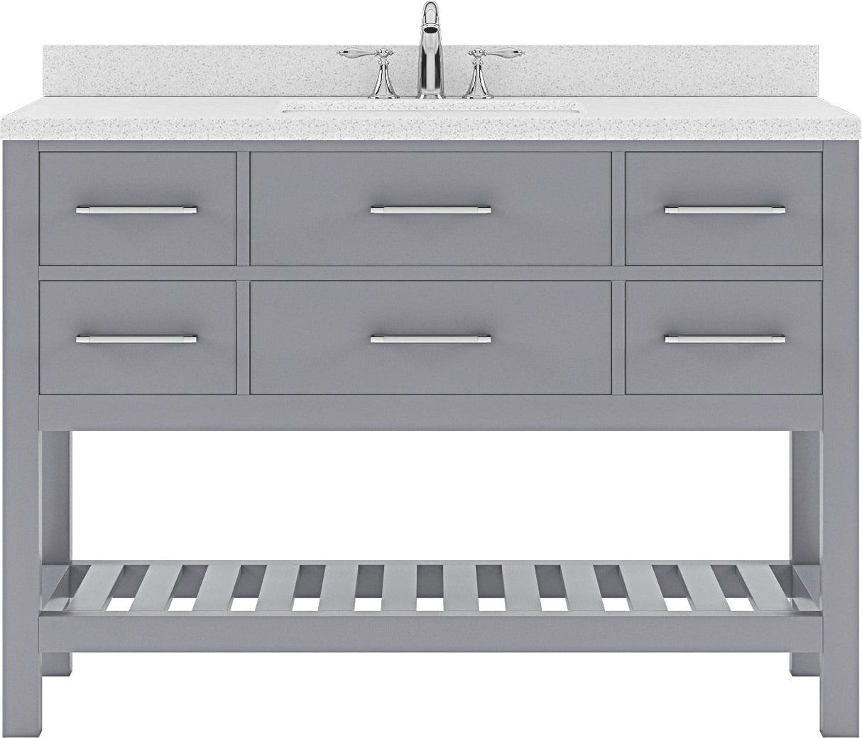 Virtu USA Caroline Estate 48" Single Bath Vanity in Grey with Dazzle White Top and Round Sink - Luxe Bathroom Vanities Luxury Bathroom Fixtures Bathroom Furniture