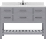 Virtu USA Caroline Estate 48" Single Bath Vanity in Grey with Dazzle White Top and Round Sink - Luxe Bathroom Vanities Luxury Bathroom Fixtures Bathroom Furniture