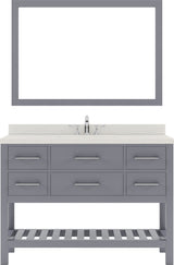 Virtu USA Caroline Estate 48" Single Bath Vanity with Dazzle White Top and Round Sink with Mirror - Luxe Bathroom Vanities