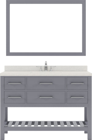 Virtu USA Caroline Estate 48" Single Bath Vanity with White Quartz Top and Round Sink with Polished Chrome Faucet with Matching Mirrors - Luxe Bathroom Vanities