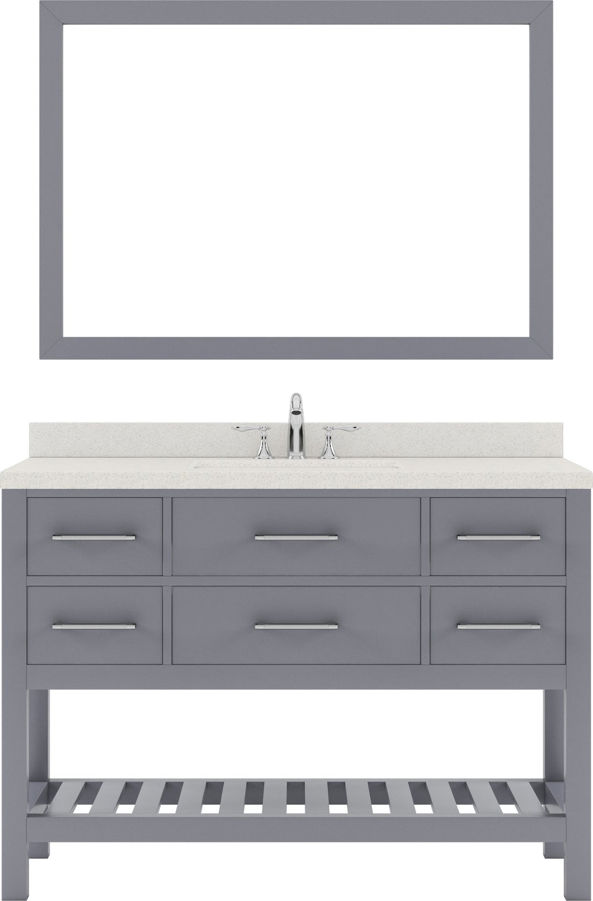 Virtu USA Caroline Estate 48" Single Bath Vanity with White Quartz Top and Round Sink with Brushed Nickel Faucet with Matching Mirrors - Luxe Bathroom Vanities