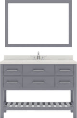 Virtu USA Caroline Estate 48" Single Bath Vanity with White Quartz Top and Round Sink with Brushed Nickel Faucet with Matching Mirrors - Luxe Bathroom Vanities