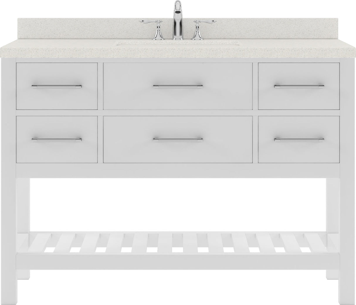 Virtu USA Caroline Estate 48" Single Bath Vanity with White Quartz Top and Round Sink with Brushed Nickel Faucet with Matching Mirrors