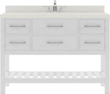 Virtu USA Caroline Estate 48" Single Bath Vanity with White Quartz Top and Round Sink with Brushed Nickel Faucet with Matching Mirrors