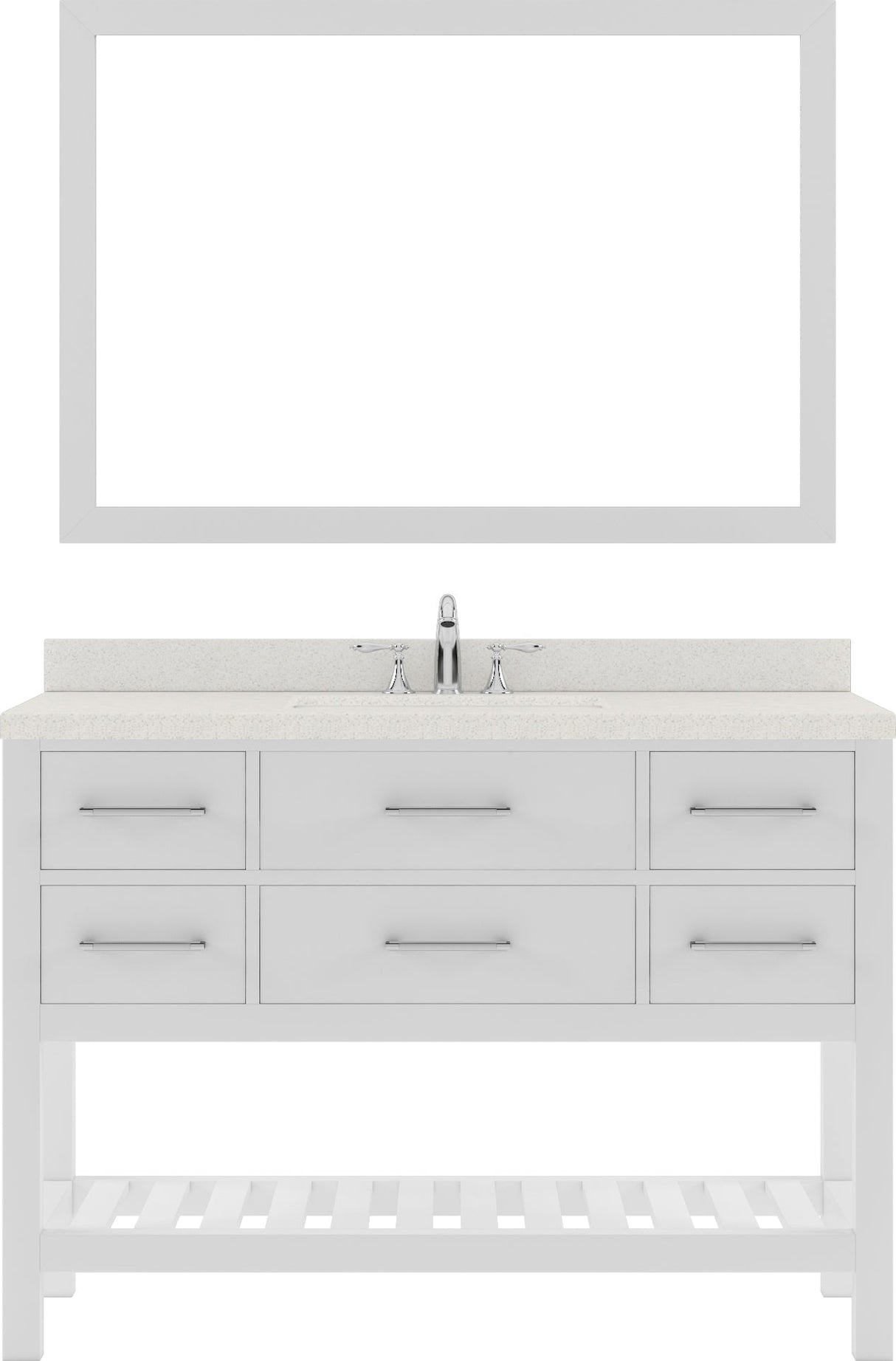 Virtu USA Caroline Estate 48" Single Bath Vanity with White Quartz Top and Round Sink with Brushed Nickel Faucet with Matching Mirrors - Luxe Bathroom Vanities