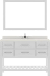 Virtu USA Caroline Estate 48" Single Bath Vanity with White Quartz Top and Round Sink with Brushed Nickel Faucet with Matching Mirrors - Luxe Bathroom Vanities