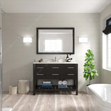 Virtu USA Caroline Estate 48" Single Bath Vanity with White Quartz Top and Square Sink with Polished Chrome Faucet with Matching Mirrors
