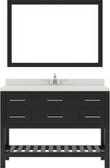 Virtu USA Caroline Estate 48" Single Bath Vanity with White Quartz Top and Square Sink with Polished Chrome Faucet with Matching Mirrors - Luxe Bathroom Vanities