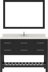 Virtu USA Caroline Estate 48" Single Bath Vanity with White Quartz Top and Square Sink with Brushed Nickel Faucet with Matching Mirrors - Luxe Bathroom Vanities