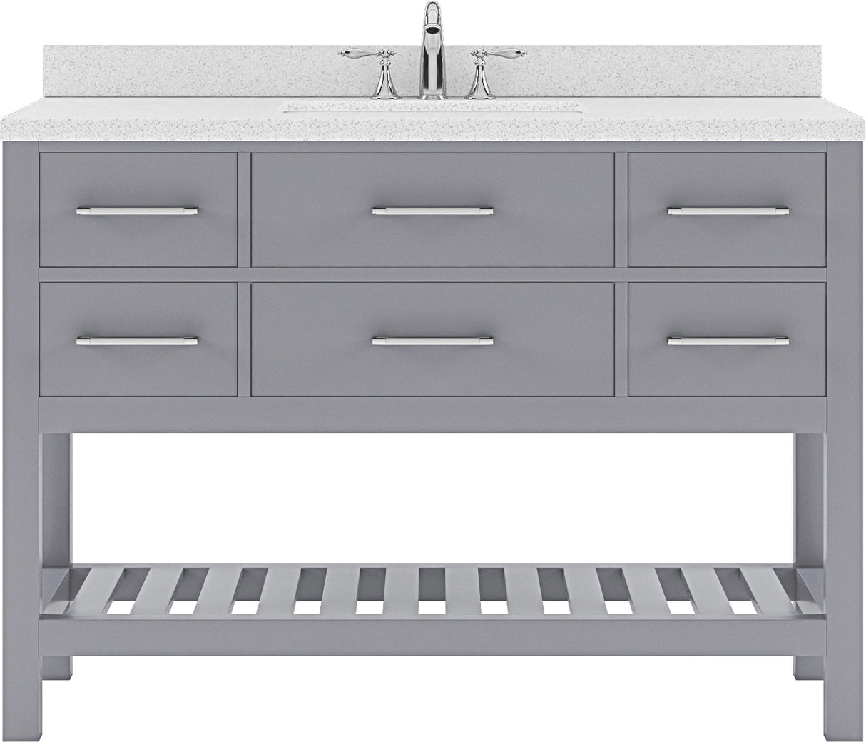 Virtu USA Caroline Estate 48" Single Bath Vanity in Grey with Dazzle White Top and Square Sink - Luxe Bathroom Vanities Luxury Bathroom Fixtures Bathroom Furniture