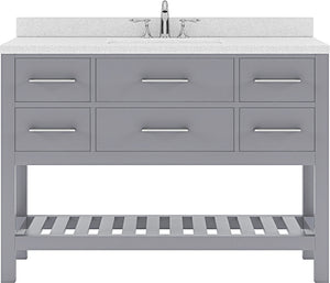 Virtu USA Caroline Estate 48" Single Bath Vanity in Grey with Dazzle White Top and Square Sink - Luxe Bathroom Vanities Luxury Bathroom Fixtures Bathroom Furniture