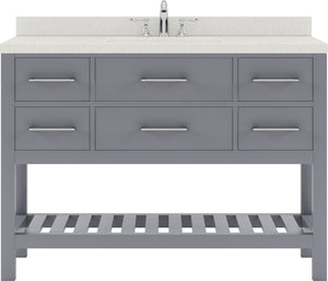 Virtu USA Caroline Estate 48" Single Bath Vanity with White Quartz Top and Square Sink with Matching Mirrors