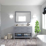 Virtu USA Caroline Estate 48" Single Bath Vanity with White Quartz Top and Square Sink with Polished Chrome Faucet with Matching Mirrors