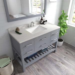 Virtu USA Caroline Estate 48" Single Bath Vanity with White Quartz Top and Square Sink with Matching Mirrors