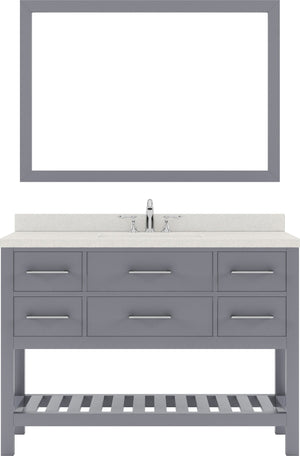 Virtu USA Caroline Estate 48" Single Bath Vanity with White Quartz Top and Square Sink with Matching Mirrors - Luxe Bathroom Vanities