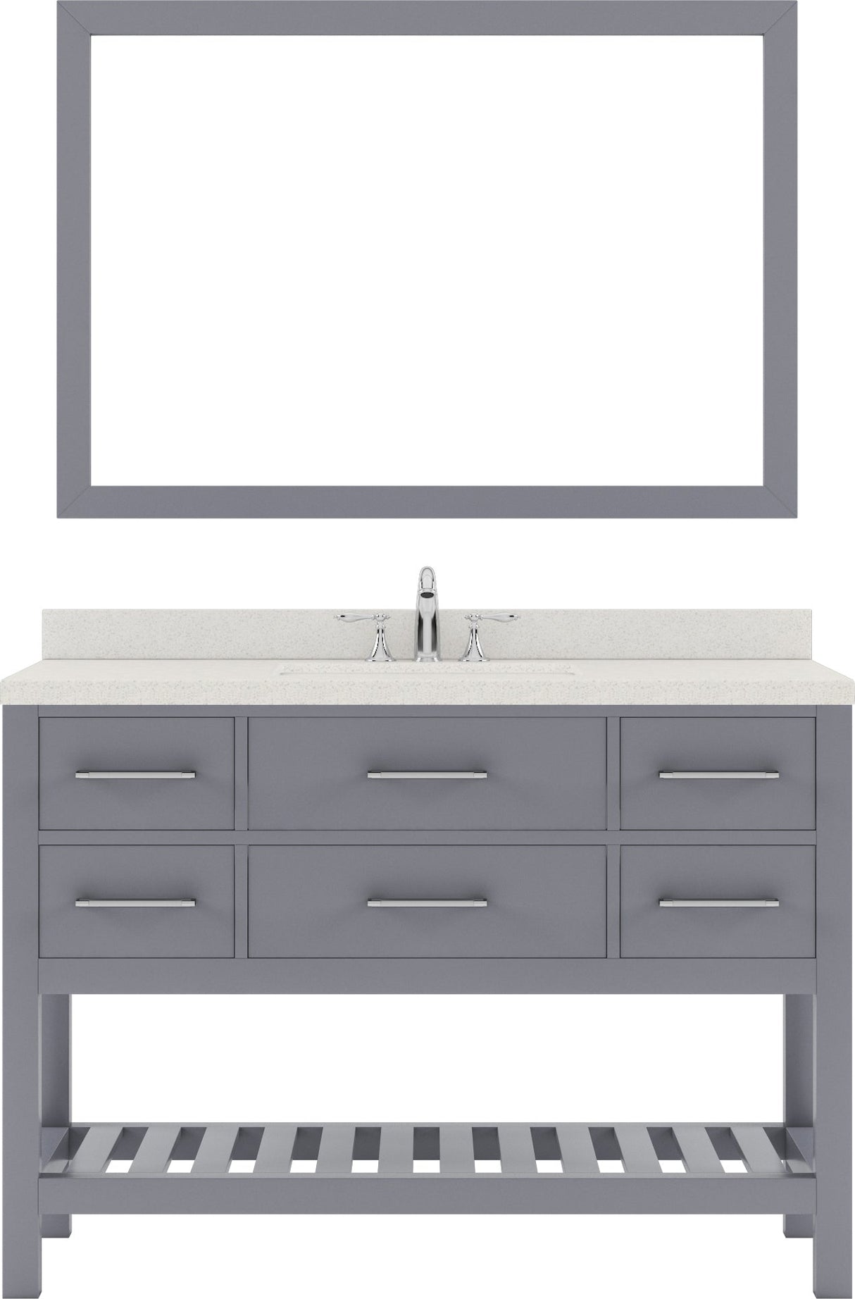 Virtu USA Caroline Estate 48" Single Bath Vanity with White Quartz Top and Square Sink with Brushed Nickel Faucet with Matching Mirrors - Luxe Bathroom Vanities