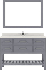 Virtu USA Caroline Estate 48" Single Bath Vanity with White Quartz Top and Square Sink with Brushed Nickel Faucet with Matching Mirrors - Luxe Bathroom Vanities