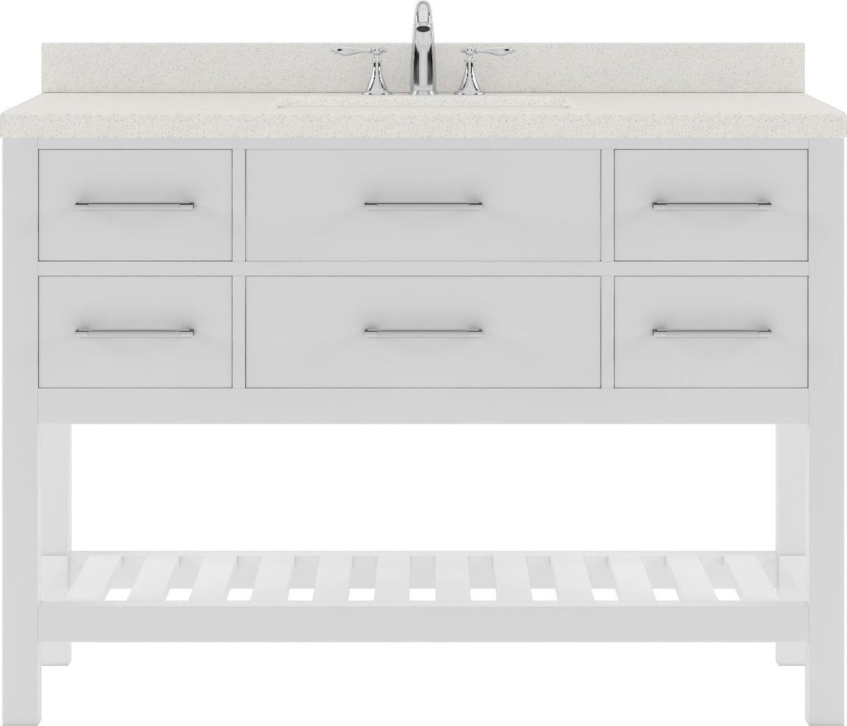Virtu USA Caroline Estate 48" Single Bath Vanity with White Quartz Top and Square Sink with Brushed Nickel Faucet with Matching Mirrors