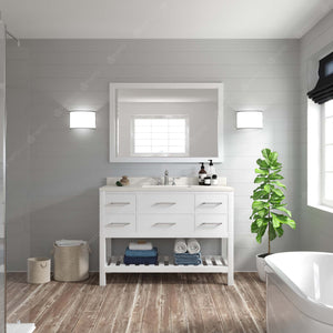 Virtu USA Caroline Estate 48" Single Bath Vanity with White Quartz Top and Square Sink with Matching Mirrors