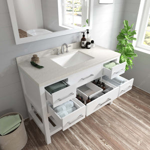 Virtu USA Caroline Estate 48" Single Bath Vanity with White Quartz Top and Square Sink with Matching Mirrors