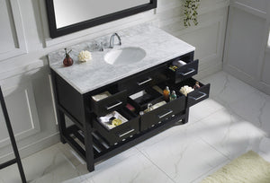 Virtu USA Caroline Estate 48" Single Bath Vanity with White Marble Top and Round Sink with Brushed Nickel Faucet with Matching Mirrors