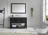 Virtu USA Caroline Estate 48" Single Bath Vanity with White Marble Top and Round Sink with Polished Chrome Faucet with Matching Mirrors