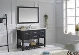 Virtu USA Caroline Estate 48" Single Bath Vanity with White Marble Top and Round Sink with Polished Chrome Faucet with Matching Mirrors