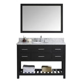 Virtu USA Caroline Estate 48" Single Bath Vanity with Marble Top and Round Sink with Polished Chrome Faucet and Mirror - Luxe Bathroom Vanities Luxury Bathroom Fixtures Bathroom Furniture