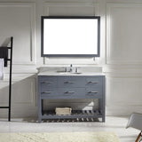 Virtu USA Caroline Estate 48" Single Bath Vanity with White Marble Top and Round Sink with Matching Mirrors