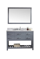 Virtu USA Caroline Estate 48" Single Bath Vanity with Marble Top and Round Sink with Mirror - Luxe Bathroom Vanities Luxury Bathroom Fixtures Bathroom Furniture