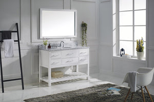 Virtu USA Caroline Estate 48" Single Bath Vanity with White Marble Top and Round Sink with Brushed Nickel Faucet with Matching Mirrors