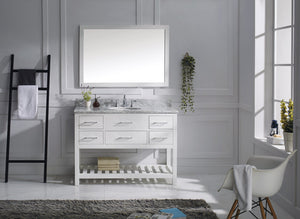 Virtu USA Caroline Estate 48" Single Bath Vanity with White Marble Top and Round Sink with Matching Mirrors