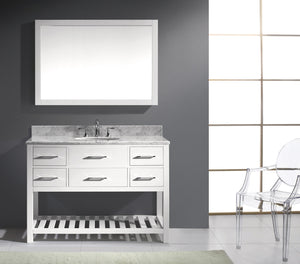 Virtu USA Caroline Estate 48" Single Bath Vanity with White Marble Top and Round Sink with Matching Mirrors